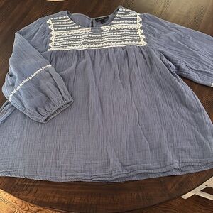 Blue Embroidered Blouse